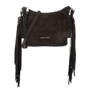 Michael Kors Billy Black Medium Fringe Crossbody